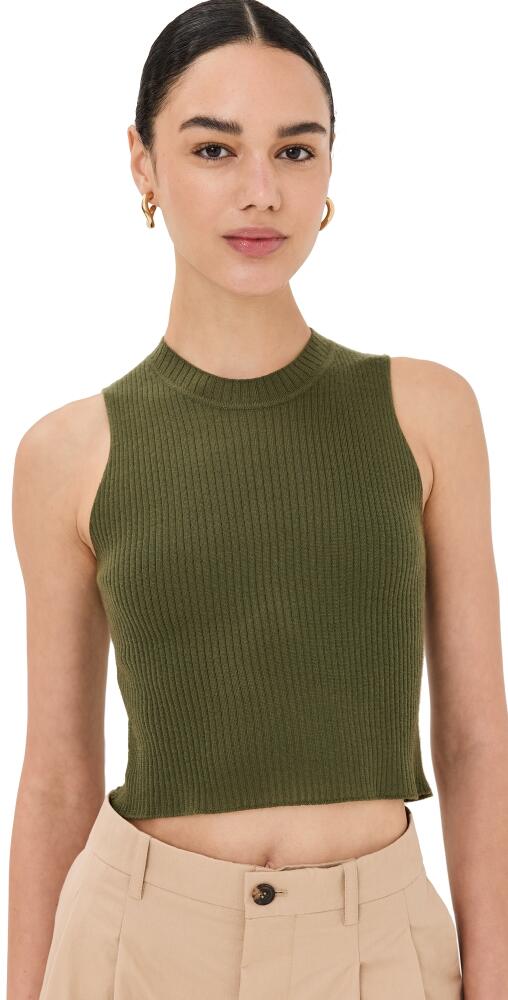 Sablyn Angie Sleeveless Cashmere Rib Tank Olive Cover