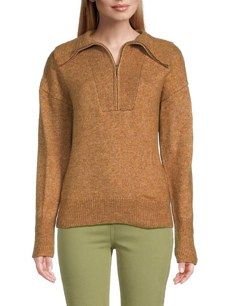 Saks Fifth Avenue Women's Drop Shoulder Quarter Zip Sweater - Hazelnut Cover