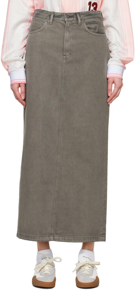 Acne Studios Gray Faded Denim Maxi Skirt Cover