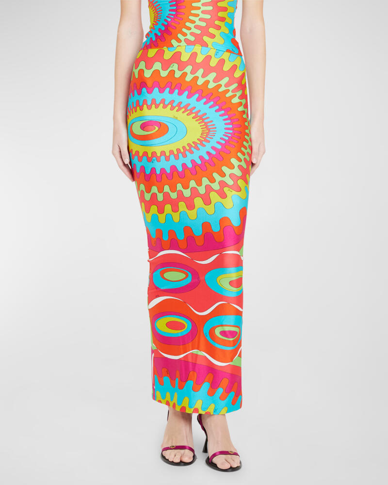 Emilio Pucci Abstract-Print Zip-Hem Maxi Skirt Cover