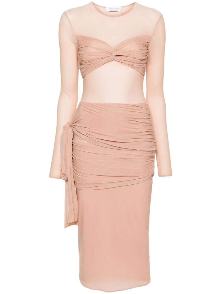 Blumarine ruched jersey midi dress - Pink Cover