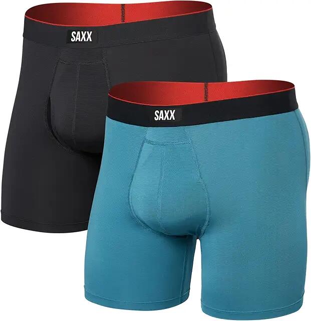 SAXX UNDERWEAR Multi-Sport Mesh Boxer Brief Fly 2-Pack (Hydro Fade/Faded Black) Men's Underwear Cover