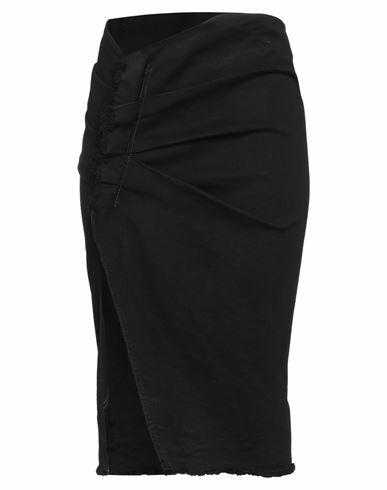 Drkshdw By Rick Owens Woman Denim skirt Black Cotton, Elastomultiester, Rubber Cover