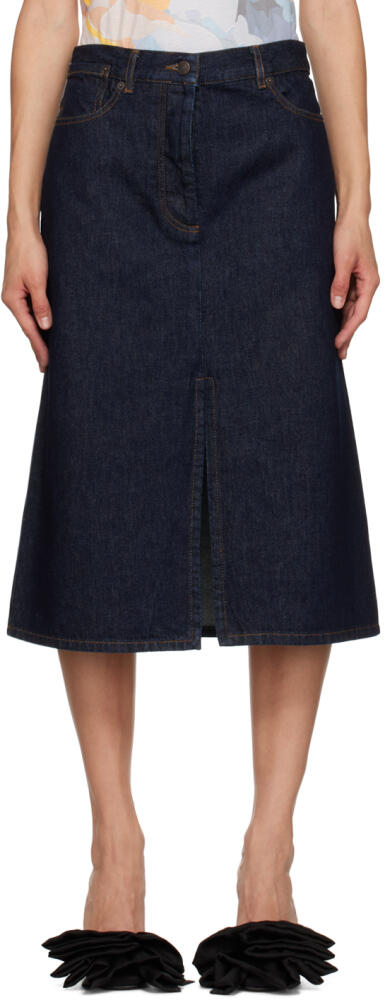 Dries Van Noten Indigo Slit Denim Midi Skirt Cover