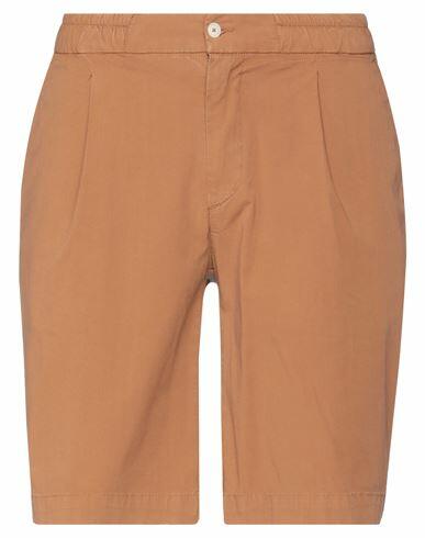 0/zero Construction Man Shorts & Bermuda Shorts Camel Cotton, Linen, Elastane Cover