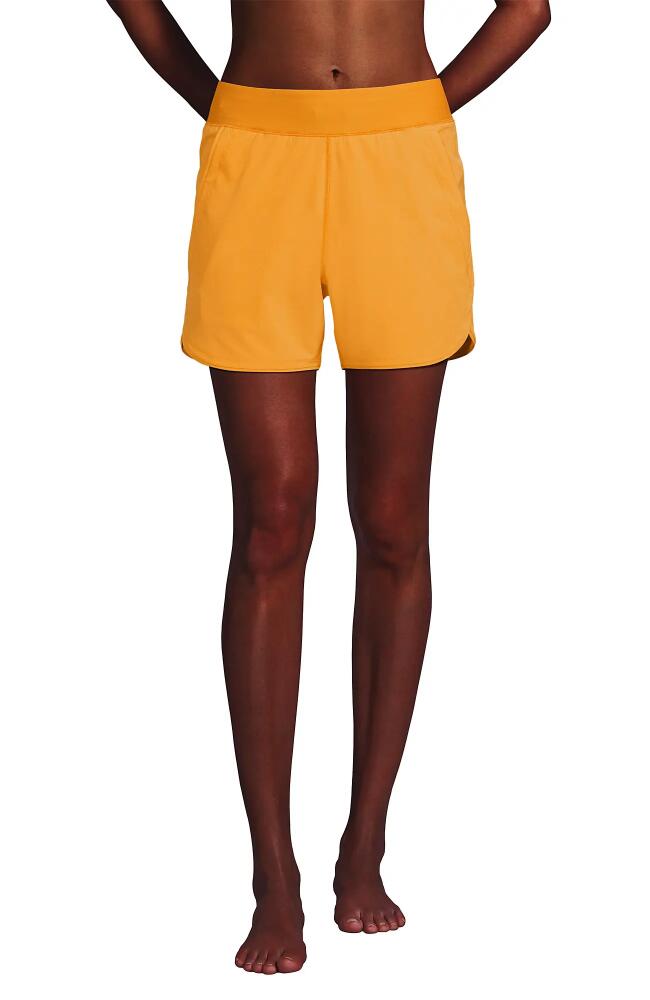 Lands' End 5" Quick Dry Elastic Waist Board Shorts Swim Cover-up Shorts with Panty in Sweet Mango Cover