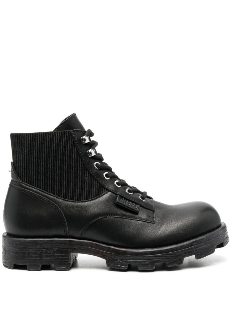 Diesel 40mm leather combat boots - Black Cover