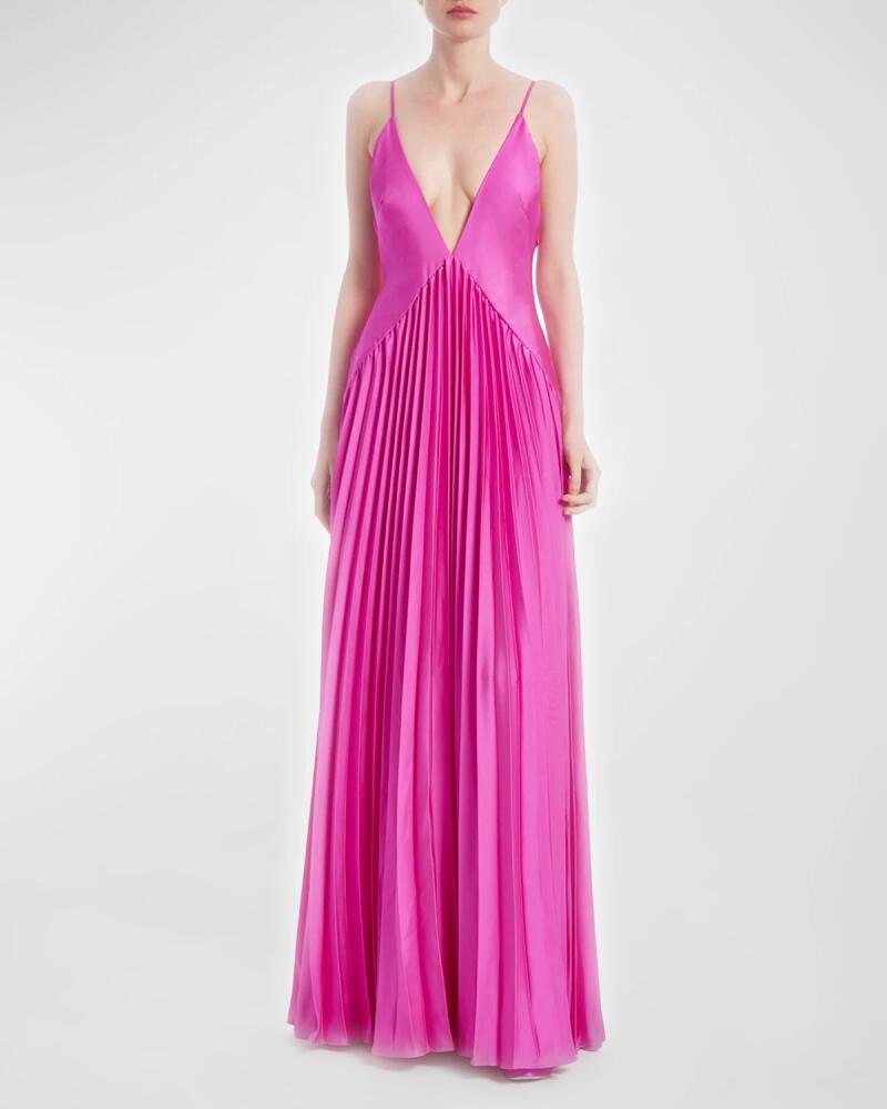 One33 Social Pleated Deep V-Neck Backless Gown Cover