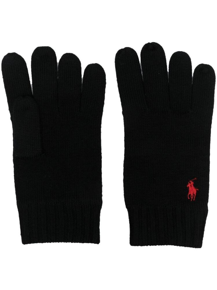 Polo Ralph Lauren logo-embroidered wool gloves - Black Cover