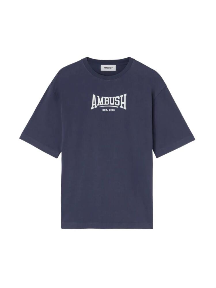 AMBUSH logo-print organic-cotton T-shirt - Blue Cover