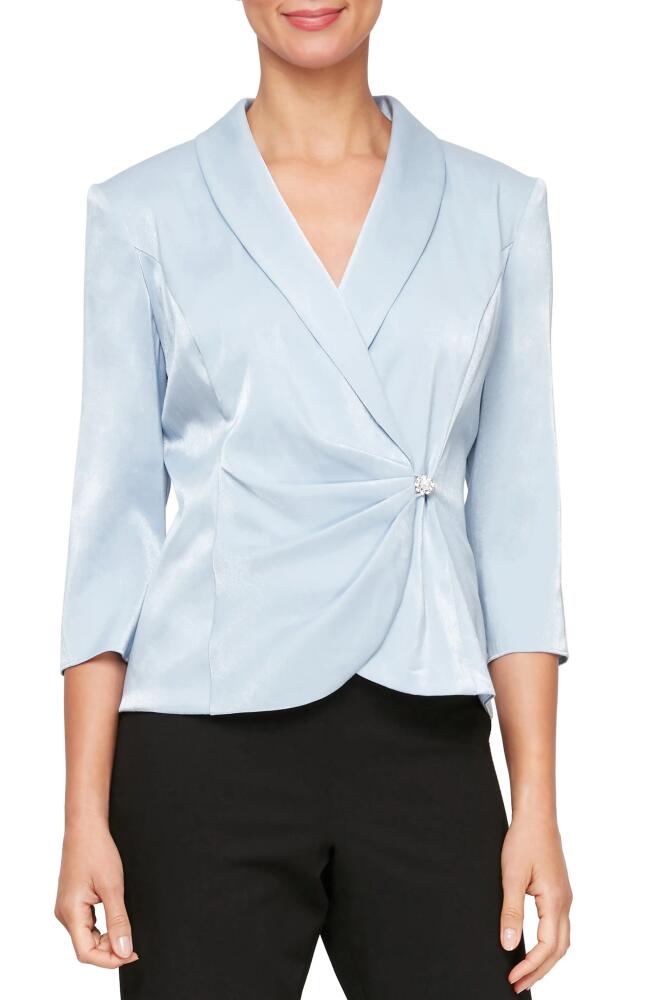 Alex Evenings Shawl Collar Wrap Top in Hydrangea Cover