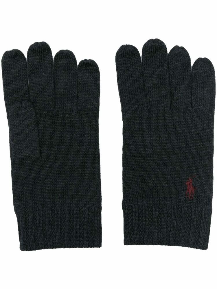 Polo Ralph Lauren logo-embroidered wool gloves - Grey Cover