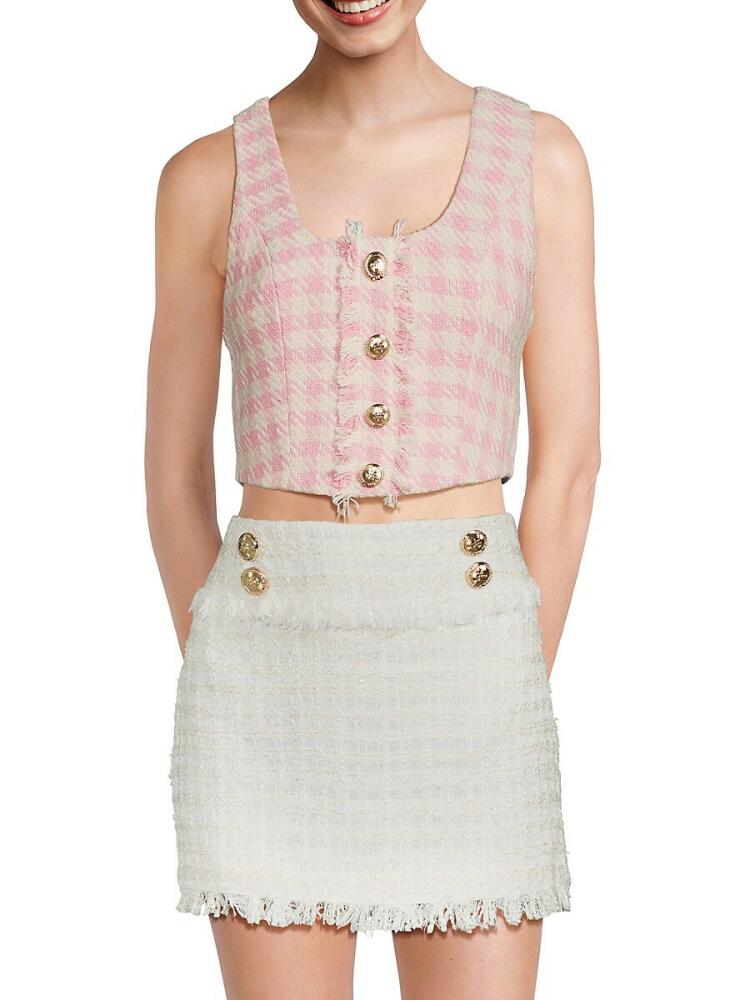 Walter Baker Women's Ida Houndstooth Crop Top - Pink Cover