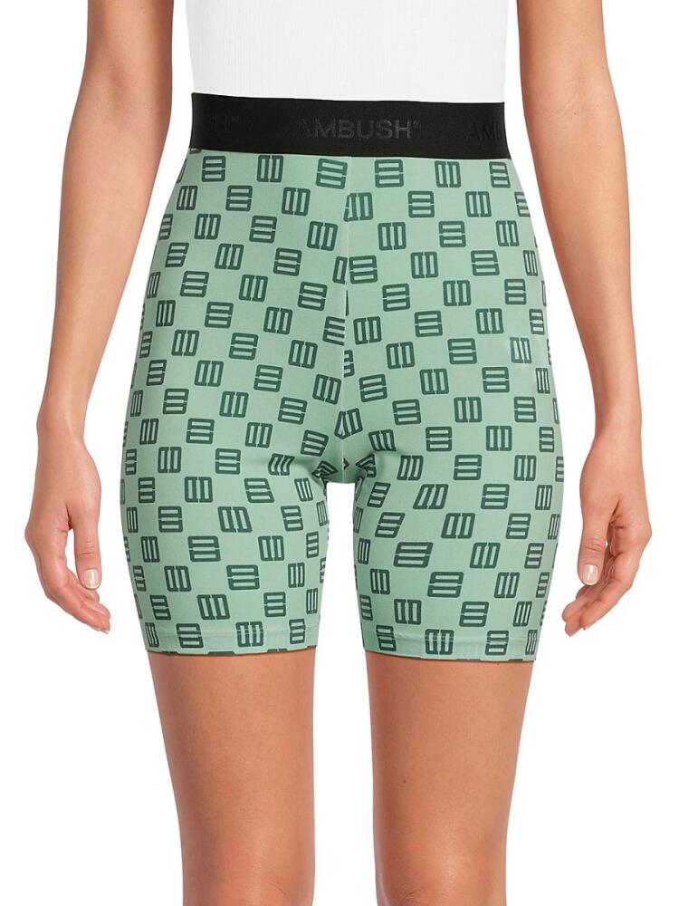 Ambush Women's Monogram Biker Shorts - Green Cover