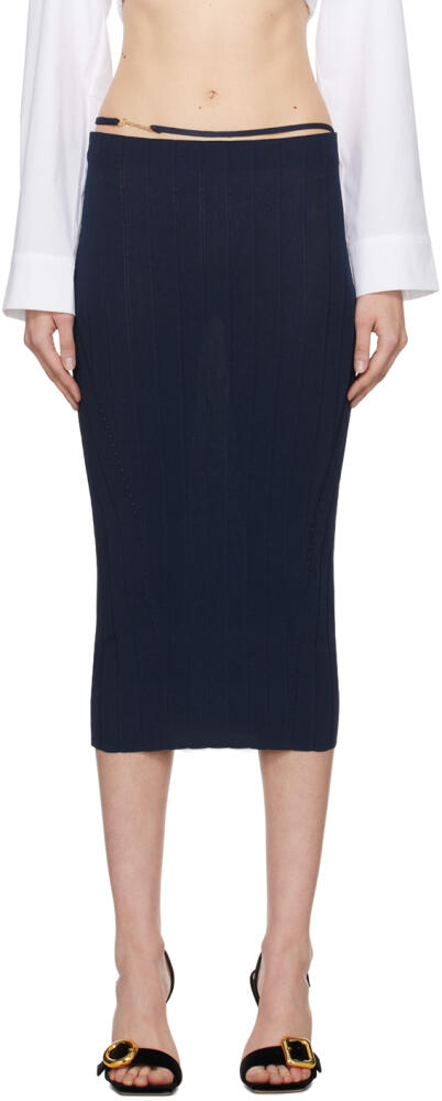 JACQUEMUS Navy 'La Jupe Pralu' Midi Skirt Cover