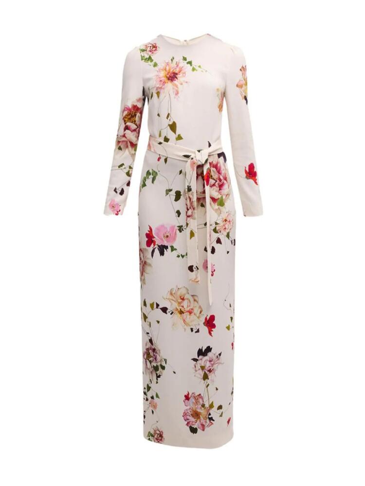 Monique Lhuillier floral-print belted gown - Neutrals Cover