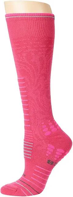 Eurosock Ski Light Silver (Floral Pink) Women's Crew Cut Socks Shoes Cover