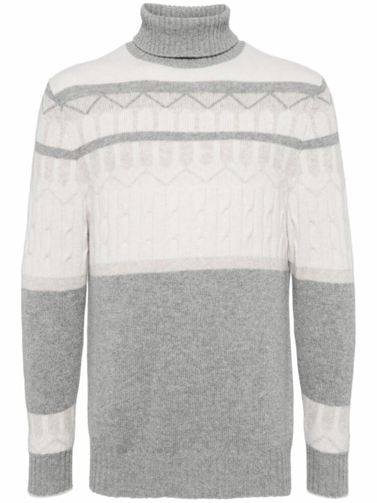 N.Peal Jacquard cashmere jumper - Grey Cover