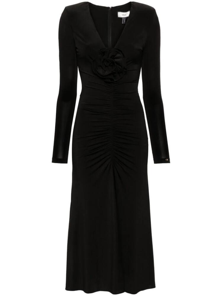 NISSA floral-appliqué ruched gown - Black Cover