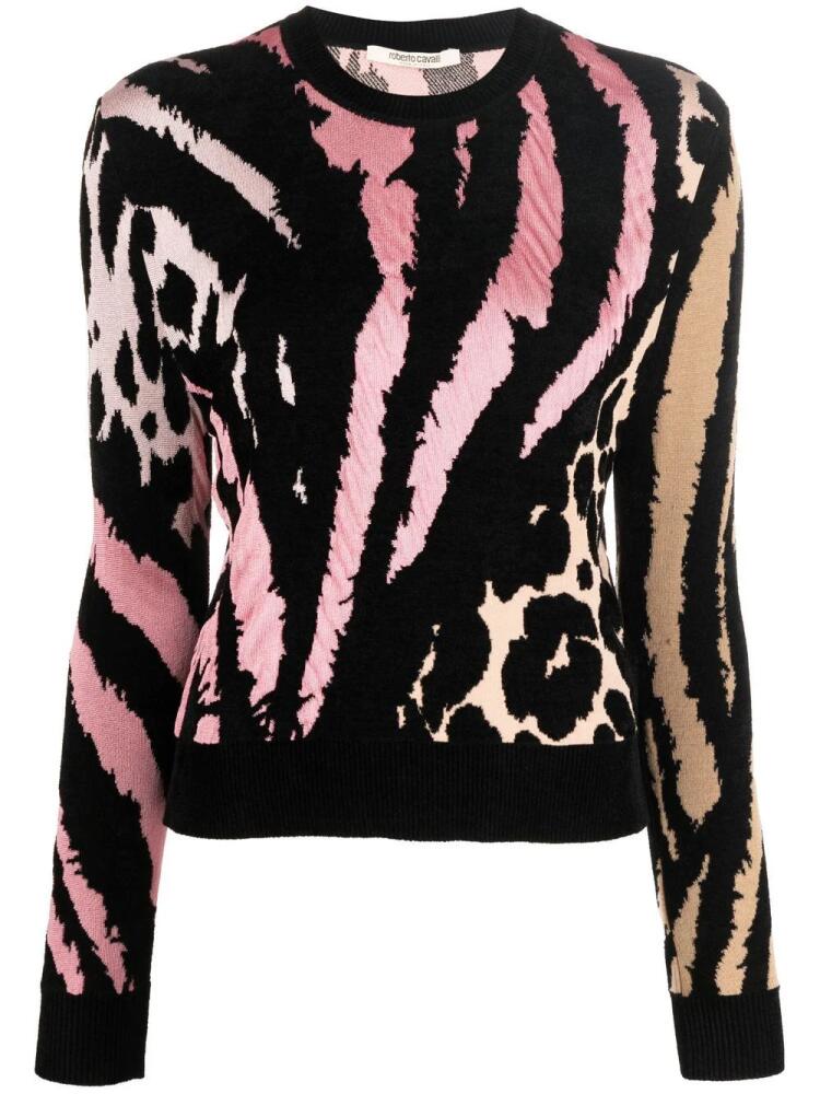 Roberto Cavalli patterned crew neck jumper - Black Cover