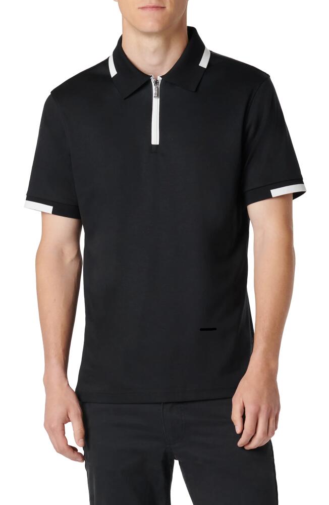 Bugatchi Tipped Quarter Zip Polo in Black Cover