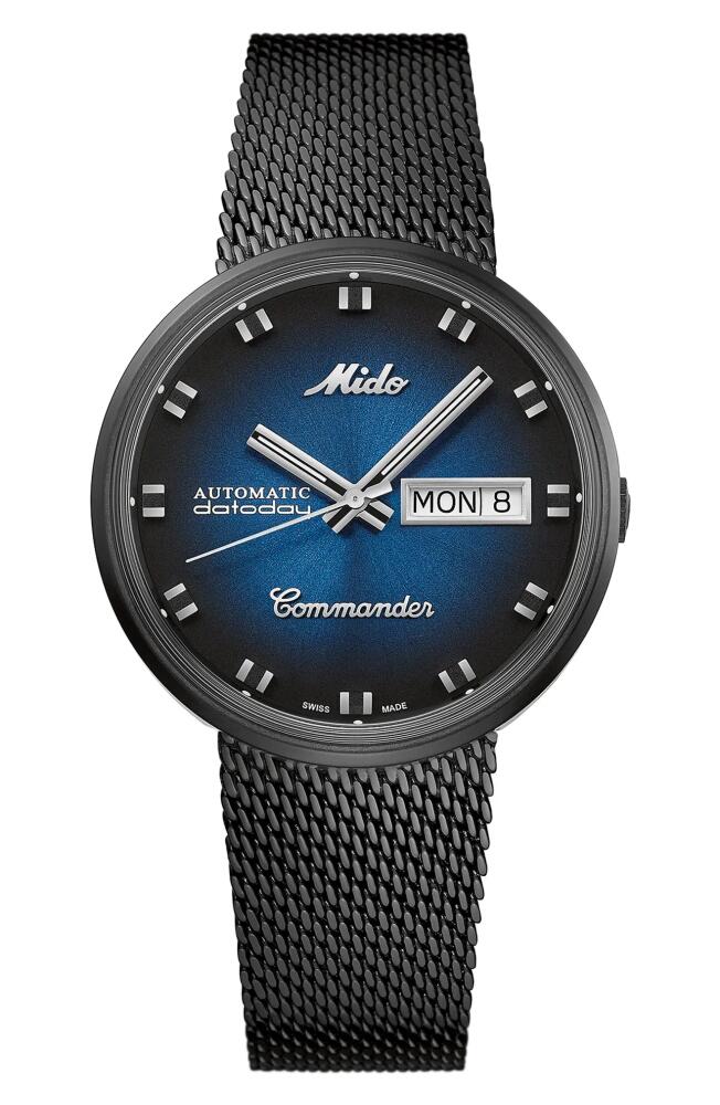 MIDO Commander Shade Automatic Mesh Strap Watch, 37mm in Black/Blue Cover