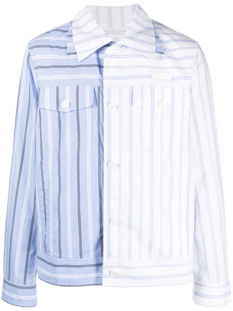 Feng Chen Wang pinstripe two-tone shirt - Blue Cover