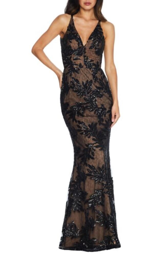 Dress the Population Sharon Embellished Lace Evening Gown in Black/Nude Cover