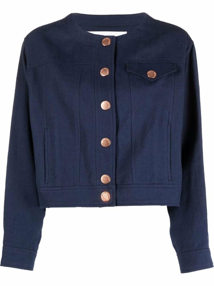 See by Chloé logo-button cropped jacket - Blue Cover