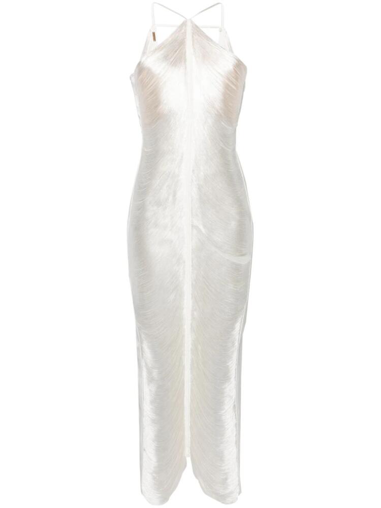 Cult Gaia Renata halterneck fringed gown - White Cover