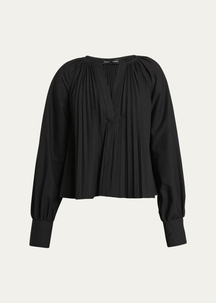 Proenza Schouler Monica Compact Poplin Pleated Blouse Cover