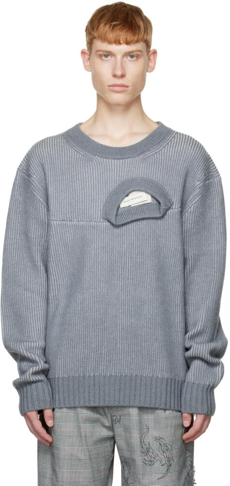 Feng Chen Wang Gray Double Neck Sweater Cover