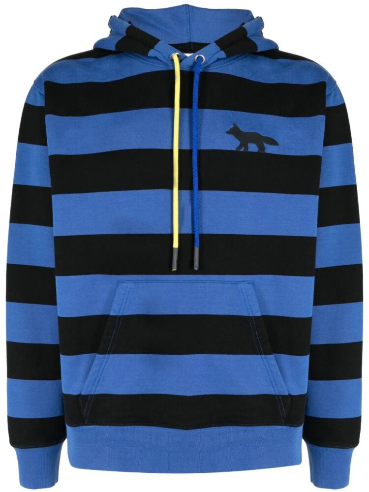 Maison Kitsuné stripe-pattern jersey hoodie - Blue Cover