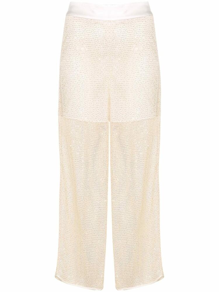 Peserico sequined mesh straight trousers - Gold Cover