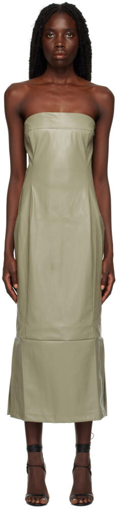 Paris Georgia Khaki Bodice Faux-Leather Midi Dress Cover