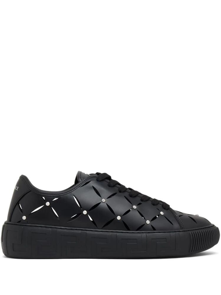 Versace perforated studded sneakers - Black Cover