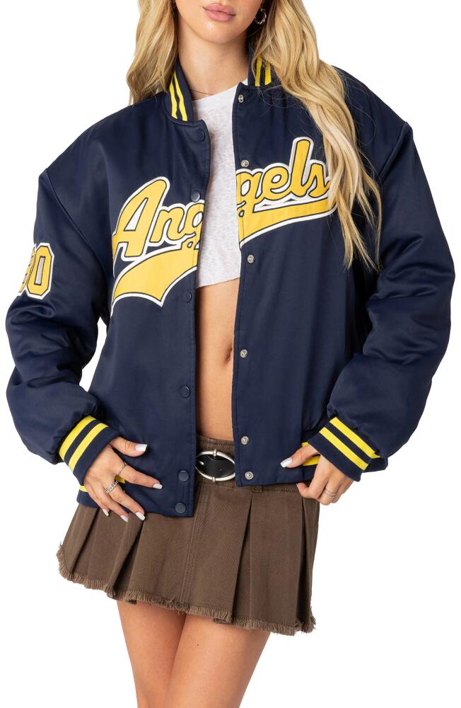 EDIKTED Angels Oversize Varsity Jacket in Navy Cover