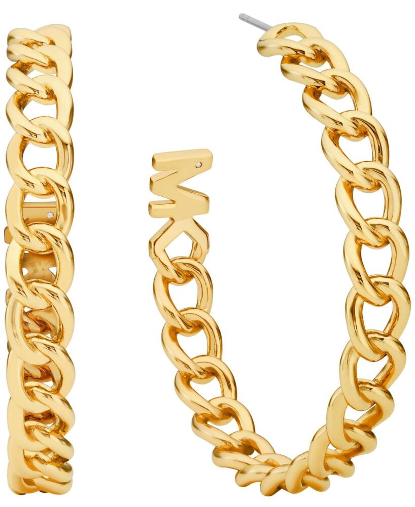 Michael Kors 14K Gold-Plated Curb Chain Hoop Earrings - Gold Cover