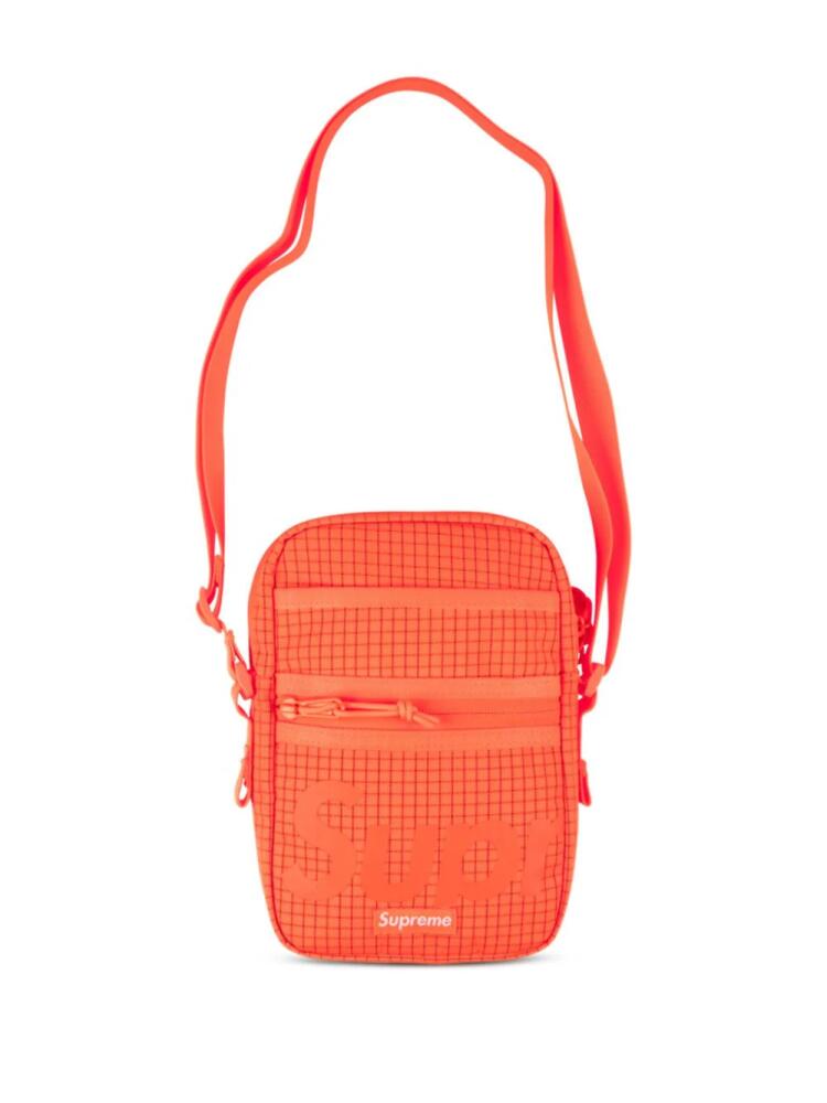 Supreme logo-print grid-pattern shoulder bag - Orange Cover