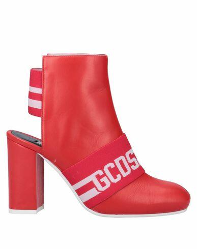 Gcds _wh, Sabot 01 White Woman Ankle boots Red Leather, Textile fibers Cover