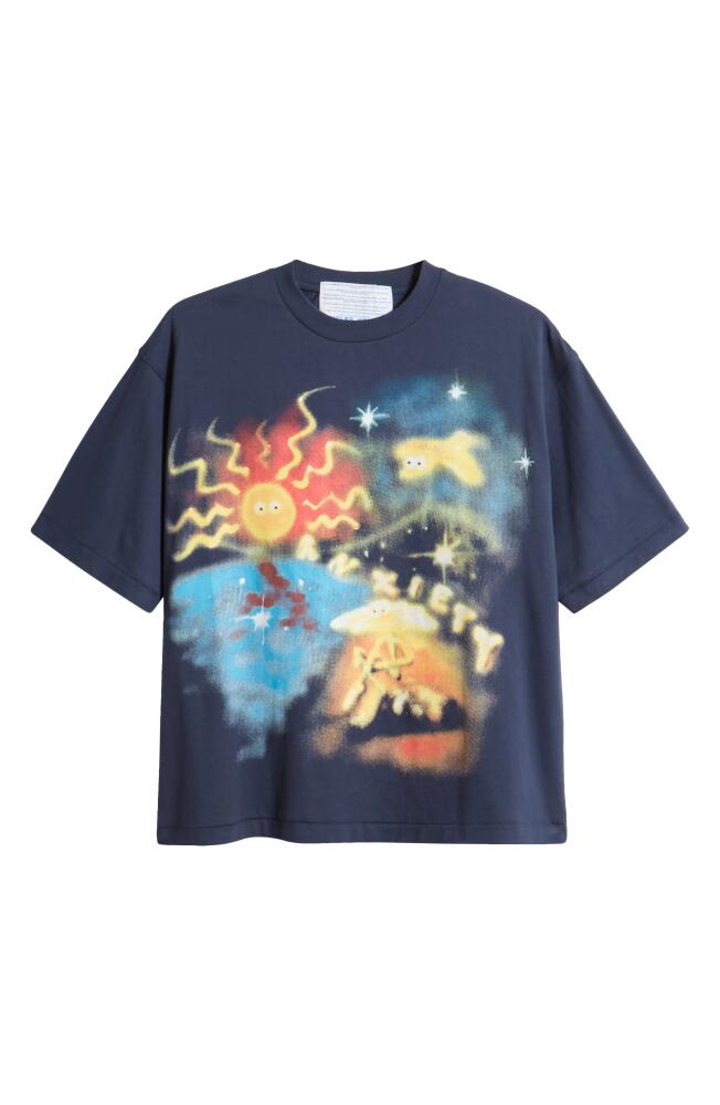 JUNGLES Anxiety Airbrush Graphic T-Shirt in Navy Cover