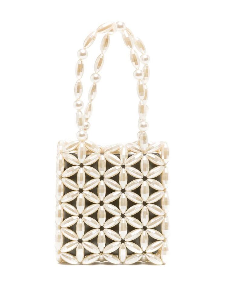 0711 Mia beaded tote bag - White Cover