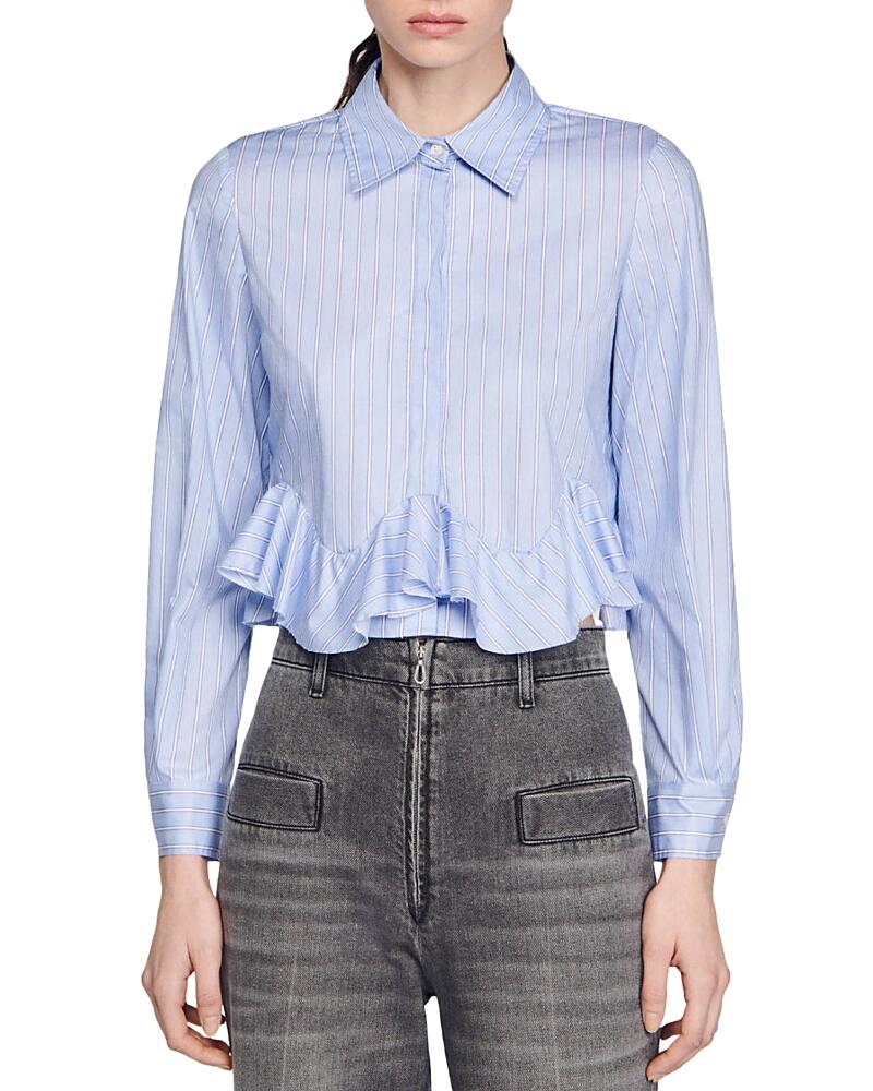 Sandro Estela Ruffled Button Front Shirt Cover