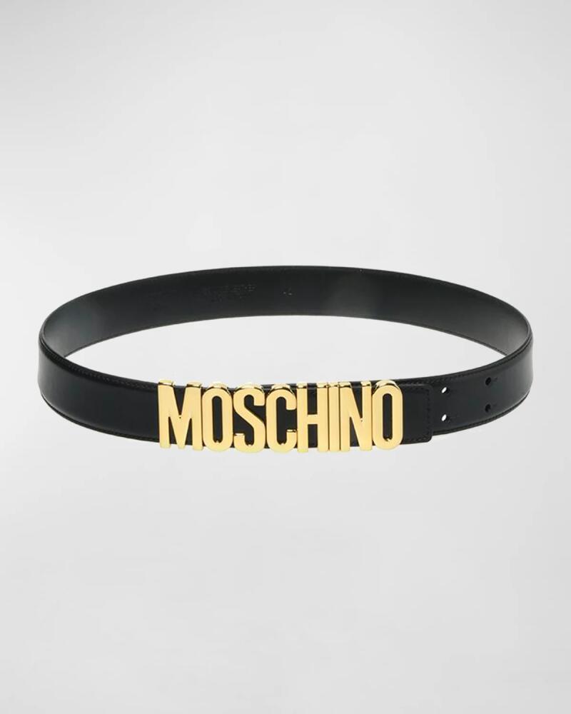 Moschino Men's Leather Logo-Buckle Belt Cover