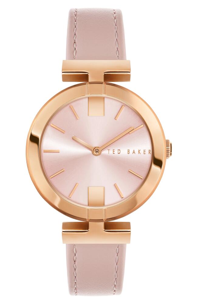 Ted Baker London Darbey 2H Leather Strap Watch, 36mm in Rose Gold/Pink/Pink Cover