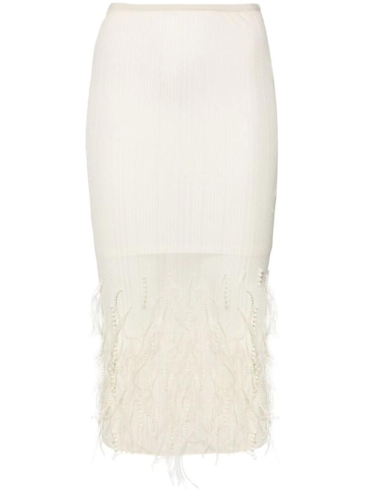 Patrizia Pepe feather-detailing midi skirt - Neutrals Cover