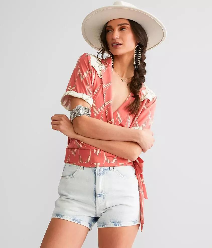 Sterling & Stitch Western Wrap Tie Top Cover