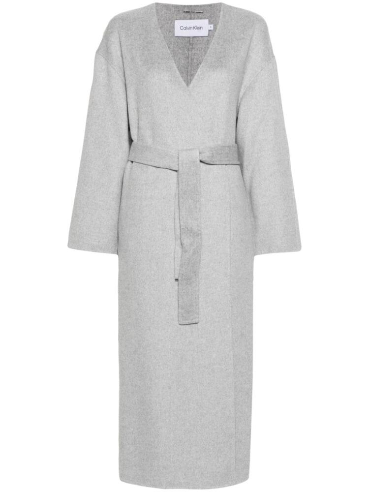 Calvin Klein wrap-design belted coat - Grey Cover