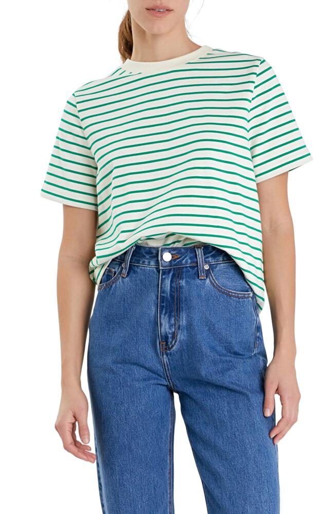 English Factory Striped Cotton Jersey Short Sleeve T-Shirt in Green Cover