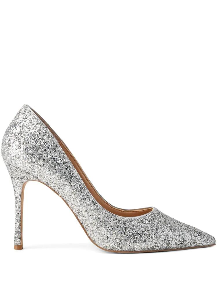 Badgley Mischka pointed-toe glitter pumps - Silver Cover